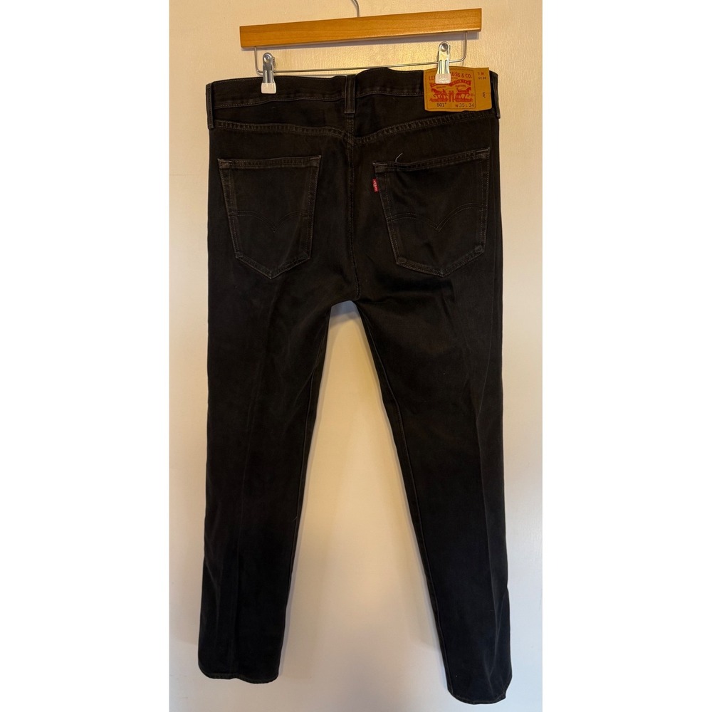 Levis 501 Original Fit Jeans Mens 35x34 Black Straight Leg Button Fly Denim - Picture 8 of 12